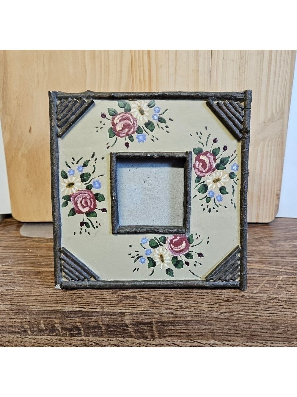 Vintage Ceramic Faux Wooden Handmade Frame